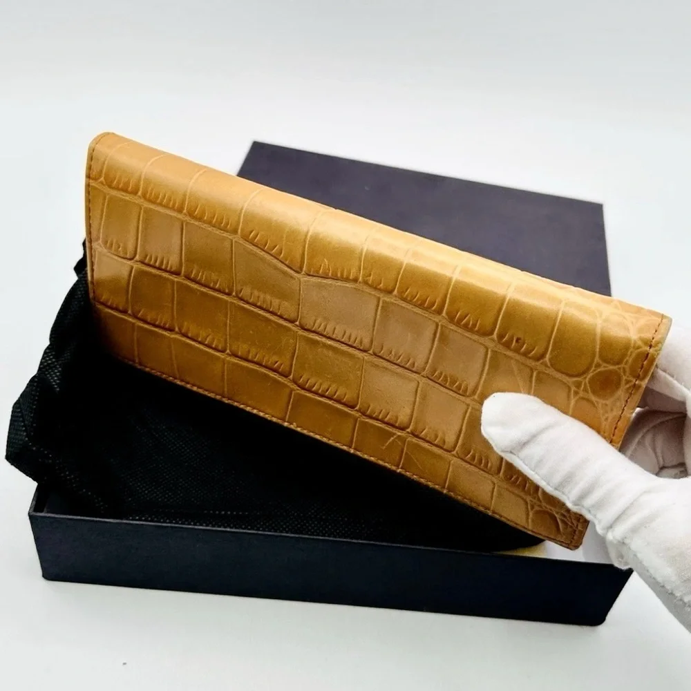 Barcos Vintage Wallet in Camel Croc Embossed Leather Original Box/Dust Bag